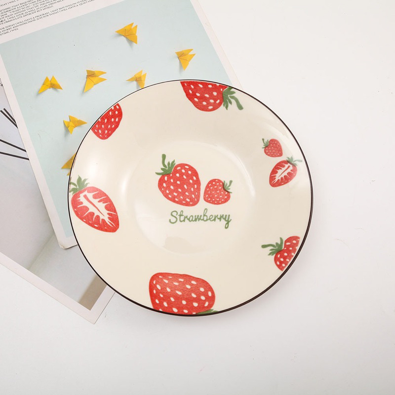 Đĩa Sứ Tráng Men Cao Cấp Hoạ Tiết Sang Trọng, Đáng Yêu Trang Trí Bàn Ăn