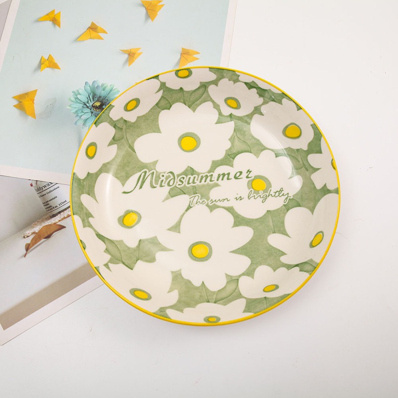 Đĩa Sứ Tráng Men Cao Cấp Hoạ Tiết Sang Trọng, Đáng Yêu Trang Trí Bàn Ăn