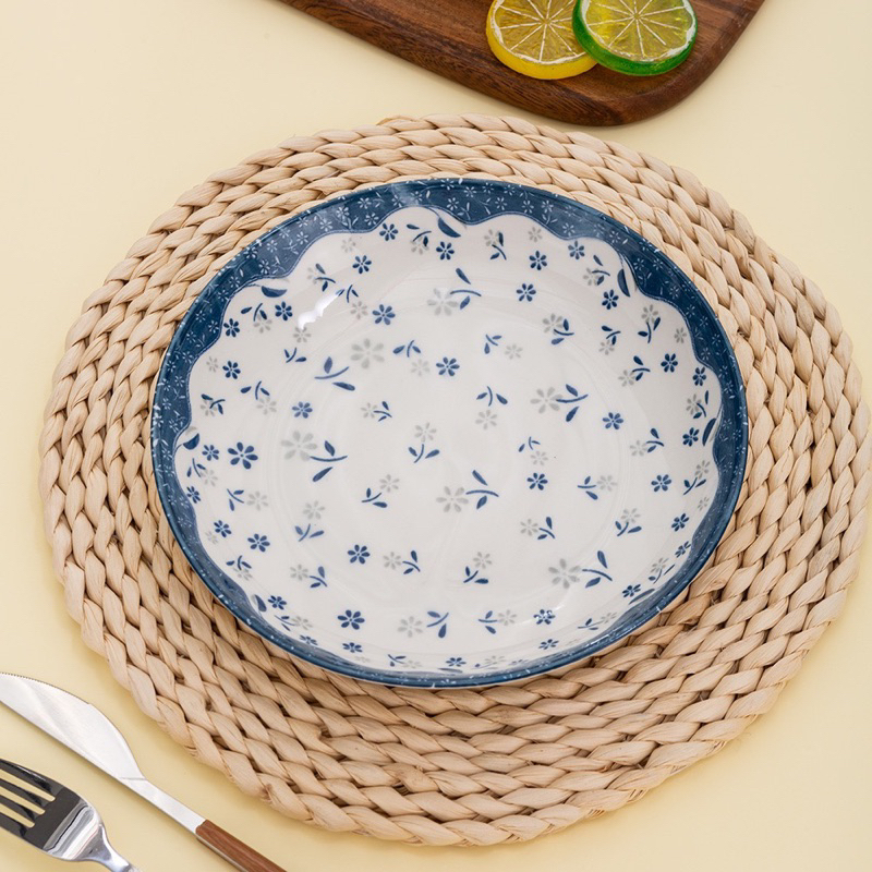 Đĩa Sứ Tráng Men Cao Cấp Hoạ Tiết Sang Trọng, Đáng Yêu Trang Trí Bàn Ăn