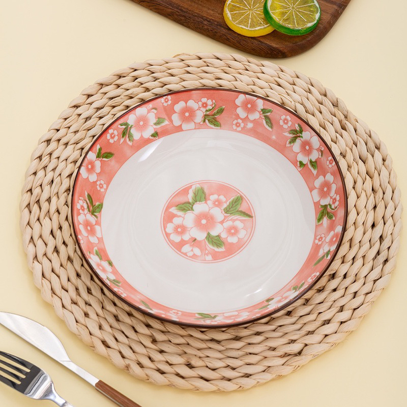 Đĩa Sứ Tráng Men Cao Cấp Hoạ Tiết Sang Trọng, Đáng Yêu Trang Trí Bàn Ăn