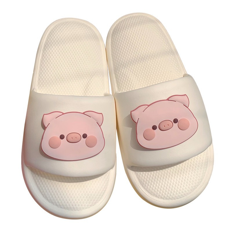 Dép Quai Ngang Đế Mềm Họa Tiết Chú Heo Hoạt Hình Dễ Thương Cho Nữ