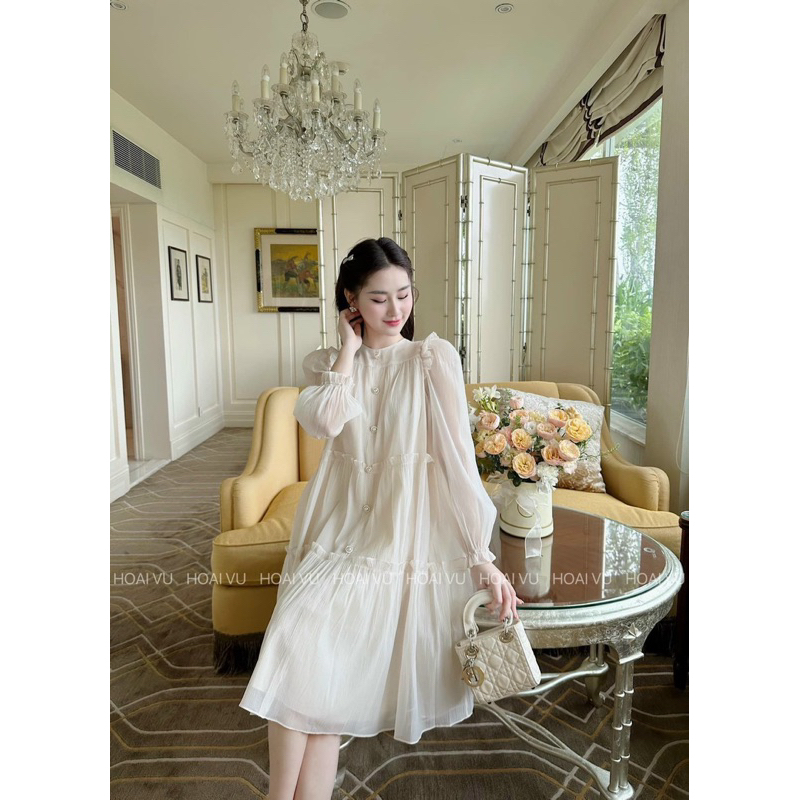 Đầm bầu mùa hè voan siêu mát thiết kế