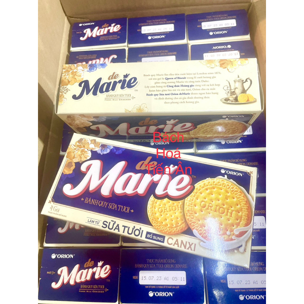 Bánh de Marie ORION x2 lượng sữa tươi hộp 128g công thức Hoàng gia bổ sung Canxi