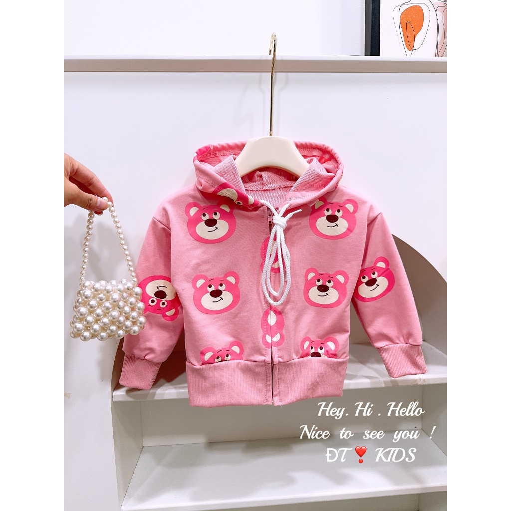 Áo khoác gấu dâu lotso hot trend 2023 cho bé gái và mẹ