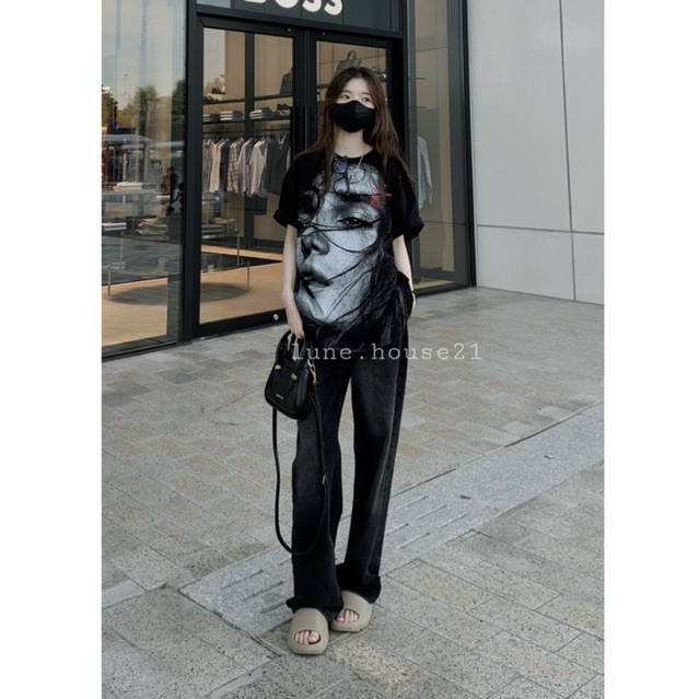 Quần Jean Suông Đen Basic Siêu Xinh