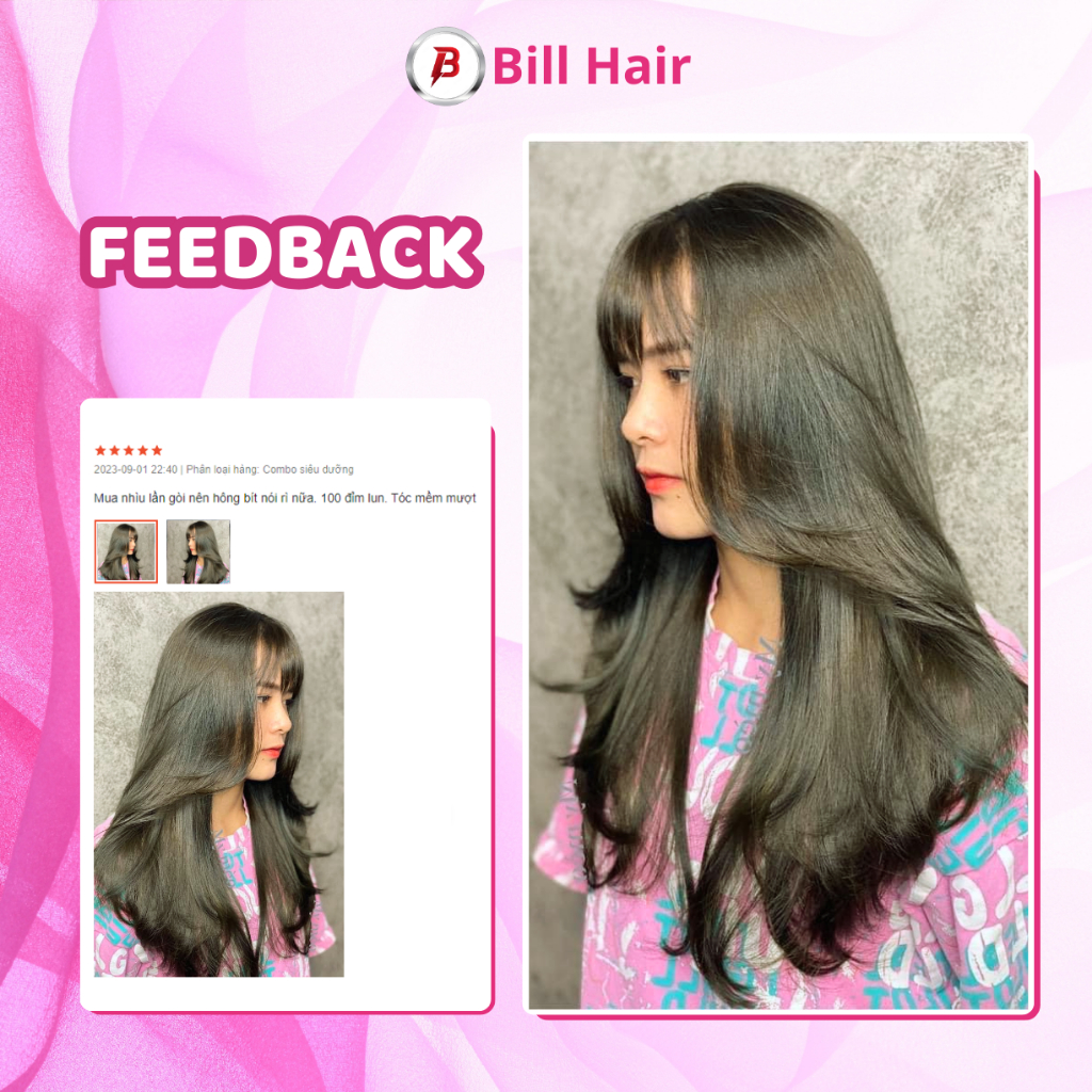 Thuốc nhuộm tóc NÂU LẠNH ÁNH RÊU không tẩy, lên từ nền đen, tặng kèm găng tay và oxy | Bill Hair, Billhair