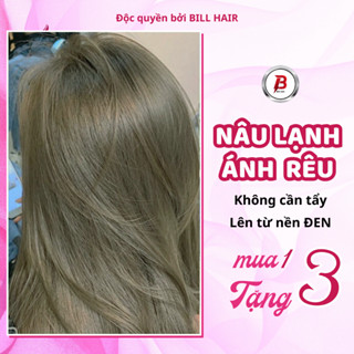 Thuốc nhuộm tóc NÂU LẠNH ÁNH RÊU không tẩy, lên từ nền đen, tặng kèm găng tay và oxy | Bill Hair, Billhair