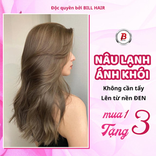 Thuốc nhuộm tóc NÂU LẠNH ÁNH KHÓI không tẩy, lên từ nền đen, tặng kèm oxy trợ nhuộm và găng tay | Bill Hair, Billhair