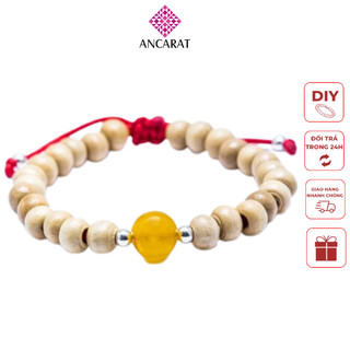 ANCARAT - Vòng tay gỗ dâu tằm đá Ngũ hành phong thuỷ - Mệnh Kim - VT11