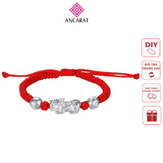 Vòng tay chỉ đỏ mix charm bạc Tỳ Hưu Tài Lộc-ANCARAT