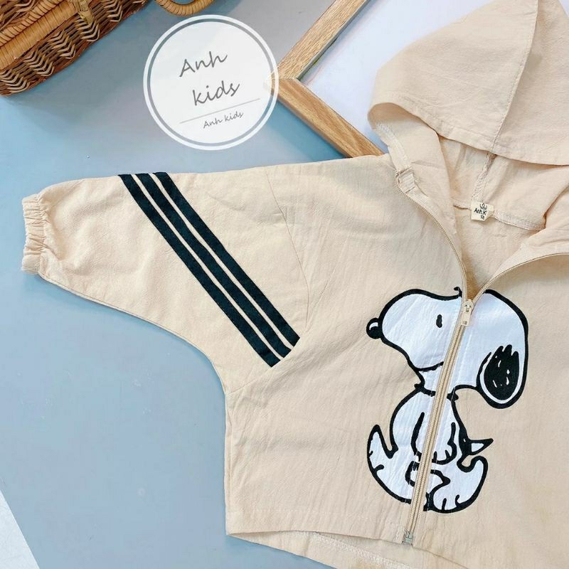Hot trend | Áo khoác đũi unisex in Cún Snoopy siêu ngộ nghĩnh cho bé 8-18kg
