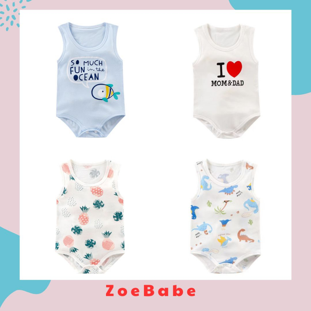 Body Chip, Bodysuit Ba Lỗ  Cho Bé Trai Bé Gái 100% Cotton Thoáng Mát Mùa Hè, Hàng Quảng Châu Cao Cấp