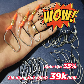 Lưỡi câu cá lóc siêu bén, lưỡi nhái thật thép trắng không rỉ 1ly8 - 5cm