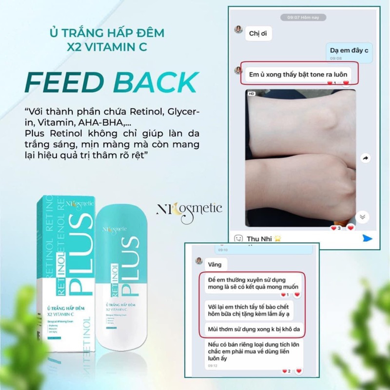 Ủ TRẮNG HẤP ĐÊM RETINOL PLUS - NÂNG TONE DA, KÍCH TRẮNG