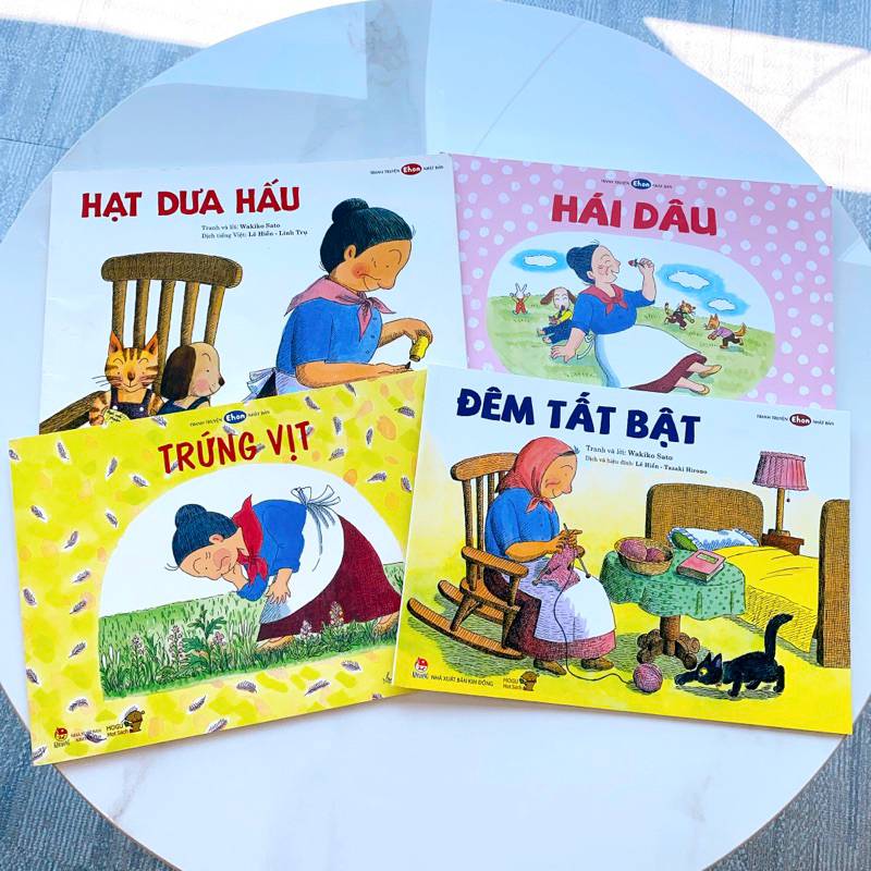 Sách Ehon - Combo bà Baba - Phát triển tư duy cho bé 3 6 tuổi - Trứng vịt, Hái dâu, Đêm tất bật, Hạt dưa hấu | BigBuy360 - bigbuy360.vn