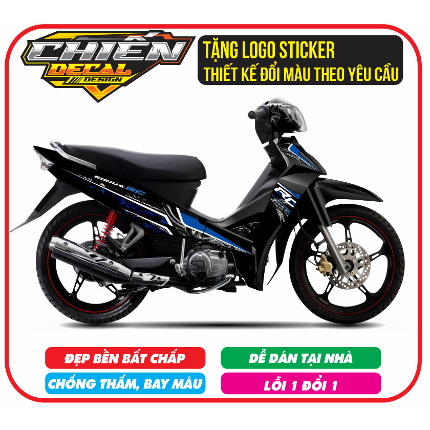 Tem rời xe sirius rc 110cc - 50cc mẫu RC - tem si đen xanh gp (tem 3 lớp bền - đẹp)