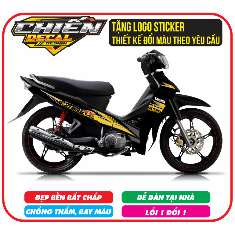 Tem rời xe sirius rc 110cc - 50cc màu đen vàng (tem 3 lớp bền - đẹp)