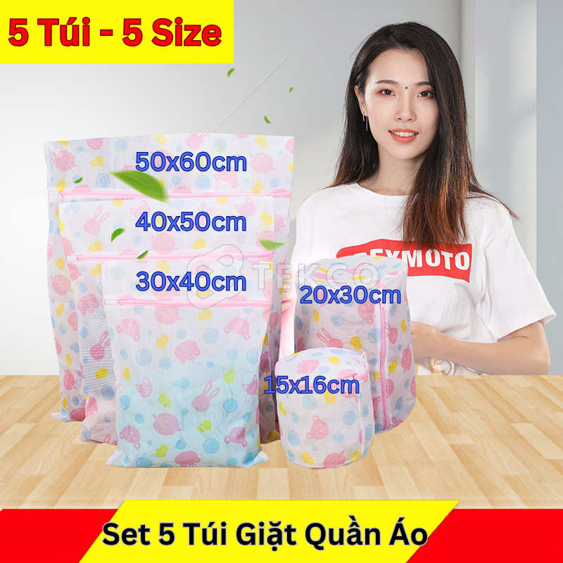 SET 5 TÚI LƯỚI GIẶT BẢO VỆ QUẦN ÁO, ÁO LÓT - Túi Giặt Bảo Quản Quần Áo Máy Giặt