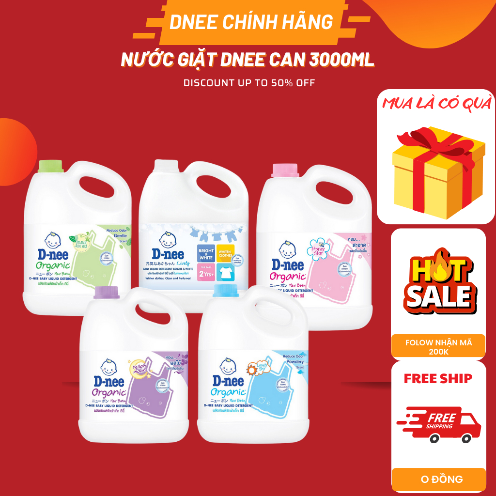 (CHÍNH HÃNG) Nước giặt quần áo em bé Dnee 3000ml - Nước Giặt Xả Cho Trẻ Em an toàn cho bé