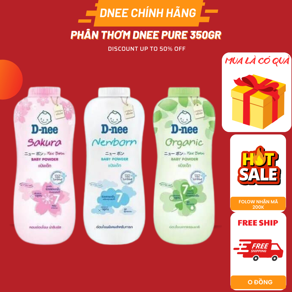 Phấn Rôm DNEE ORGANIC 350g THÁI LAN cho bé