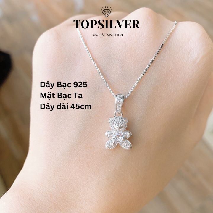 Dây Chuyền Gấu Bạc Chuẩn Cute Dễ Thương TOPSILVER
