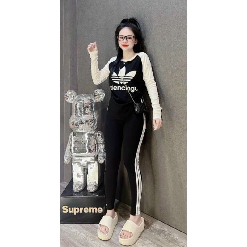 Set bộ thể thao mặc nhà tay dài chạy viền