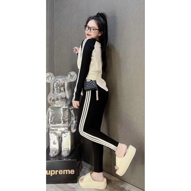 Set bộ thể thao mặc nhà tay dài chạy viền