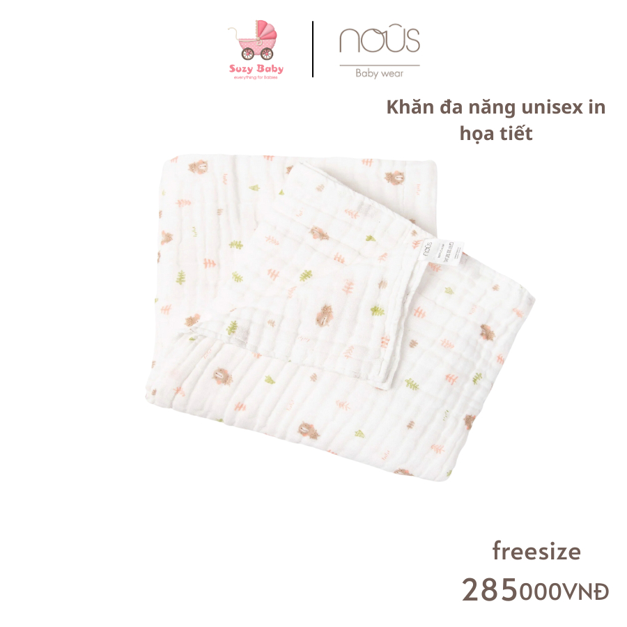 Khăn 6 Lớp Đa Năng Cho Bé Nous - Chất Liệu Nu Muslin Mềm Mại Kích Thước 110x 110cm