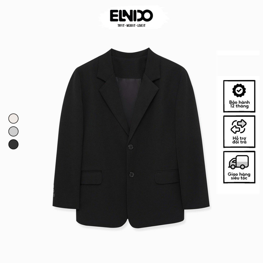 Áo khoác blazer nam nữ có đệm vai form rộng hàn quốc thời trang trẻ trung phong cách ELNIDO
