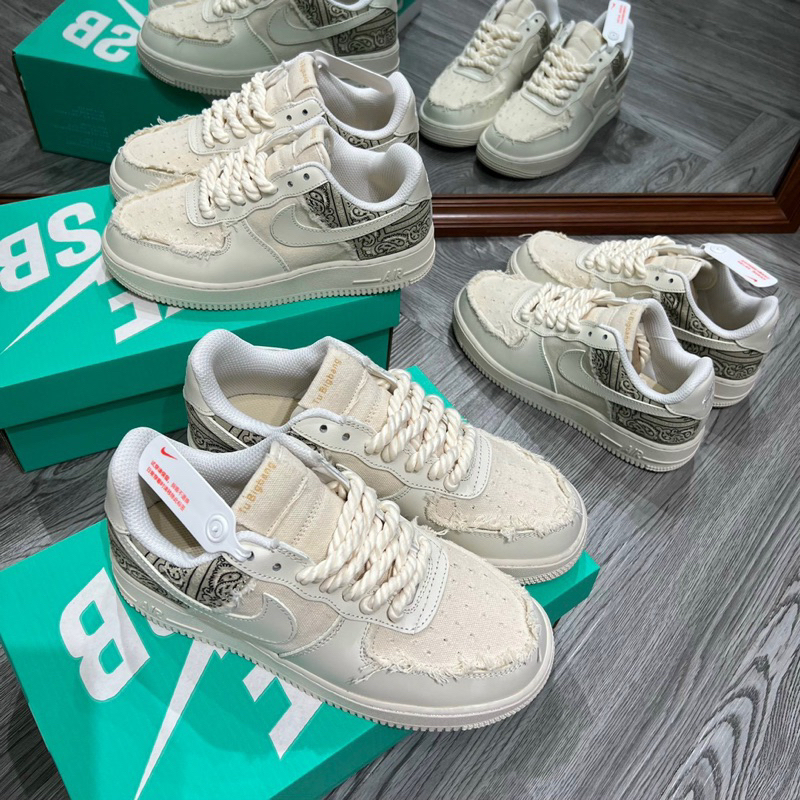 Giày kem kiểu rách full box dành nam nữ