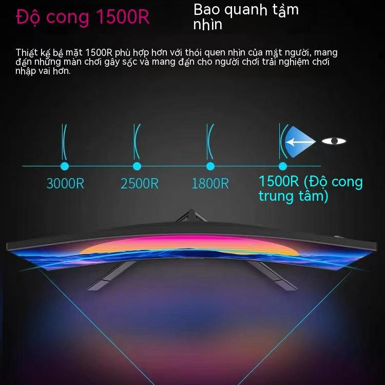 Hecho Màn Hình Cong 32 Inch 1K 144HZ Esport gaming IPS surface HD Gaming Không Viền 75HZ Giao Diện Kép HDMI Và VGA | BigBuy360 - bigbuy360.vn