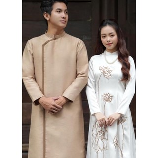 Áo dài nam cách tân kem đất viền đẹp tiệc hỏi cưới