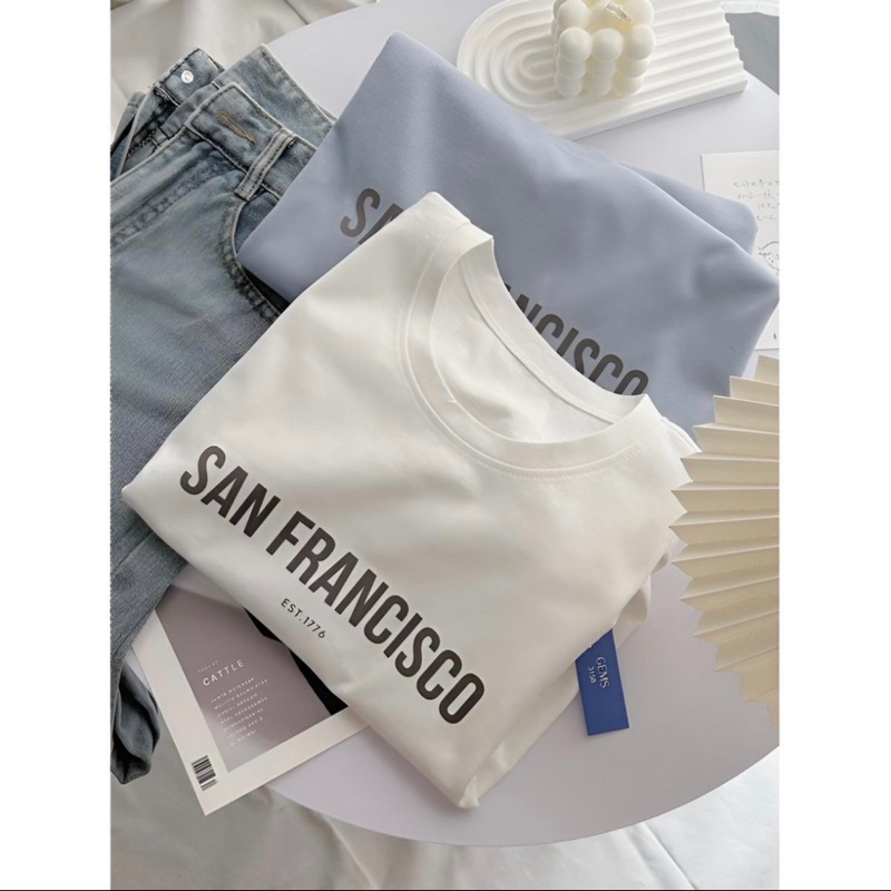 Áo thun nam nữ from rộng cổ tròn San Fancisco freesize unisex