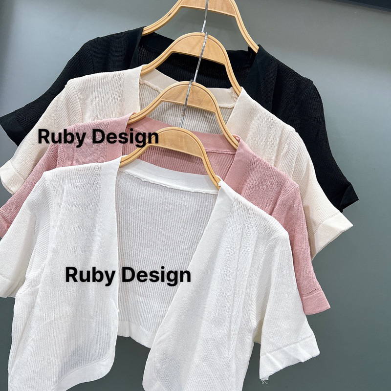 Áo khoác len , khoác cardigan mỏng croptop tay ngắn siêu xinh nhiều màu phong cách HQ - Ruby Design