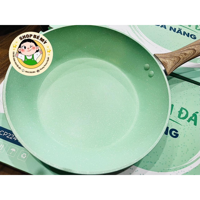 Chảo vân đá Green Cook đáy từ chống dính  - Hàng chính hãng