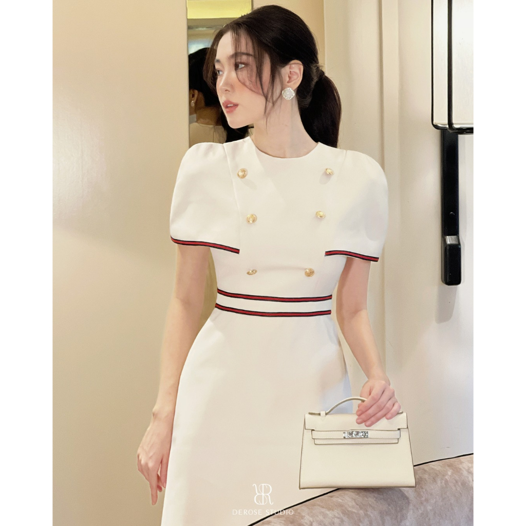 MIRA DRESS - Đầm trắng ngắn tay cách điệu