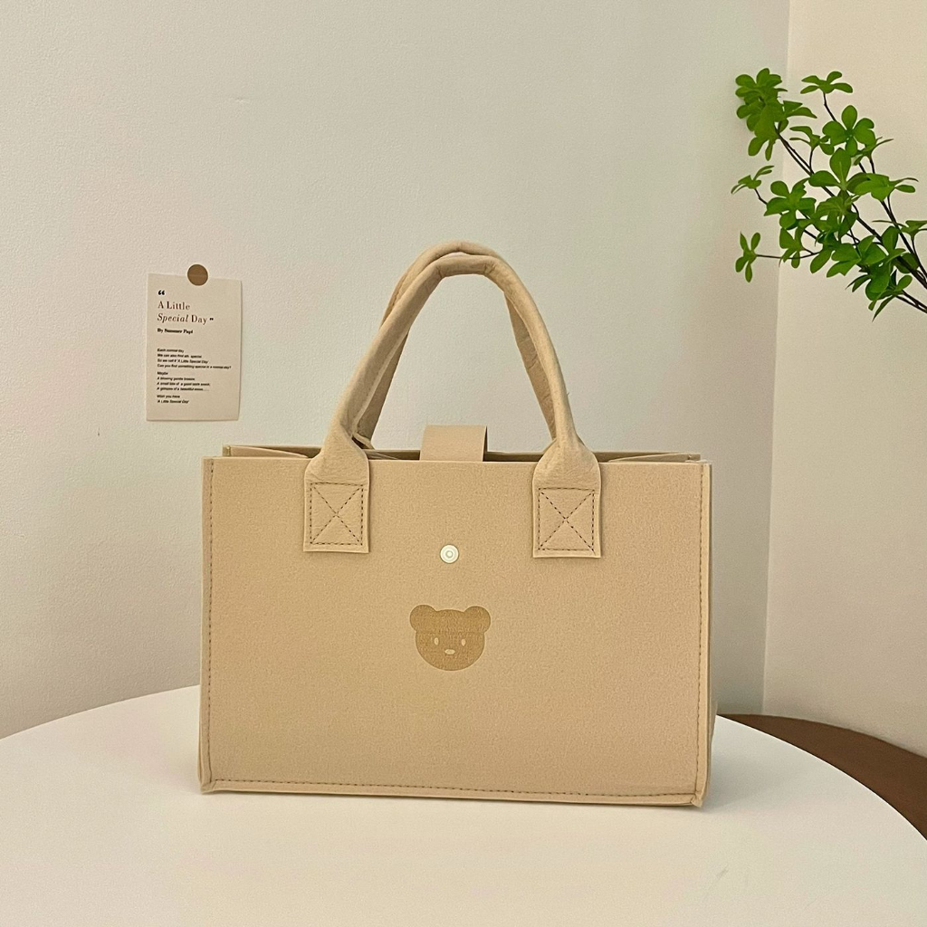 Túi Xách Vuông Hình Gấu Bear Chất Nỉ Nhiều Màu - Túi Gấu Vuông Du Lịch Size 40cm