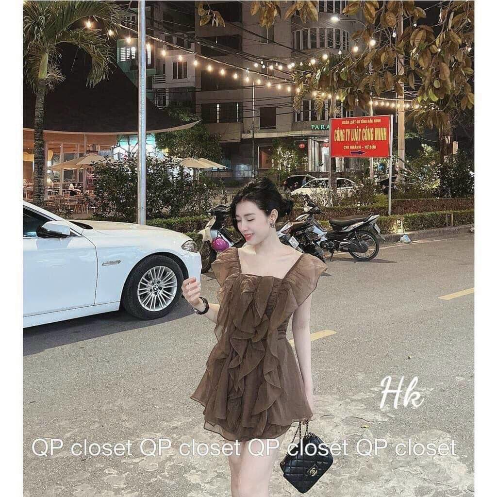 Set đùi đi chơi, set nữ 2 món quần đùi 3 lớp kèm áo kiểu nữ mocking sau mix bèo chất voan cao cấp