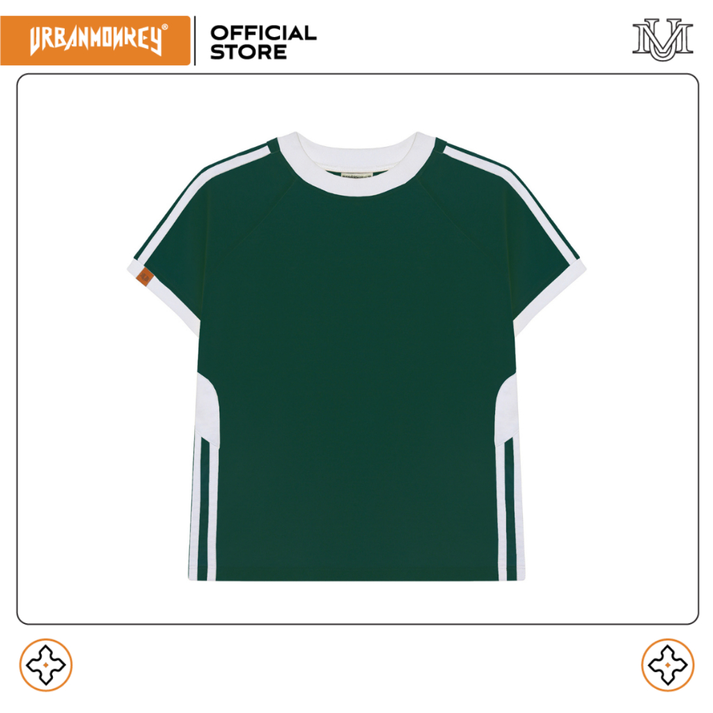 Áo Phông Nữ Unisex Urban Monkey SPORTY BABY TEE GREEN Chất Liệu Single Cotton Bo Cổ Dày Dặn Form Dáng Trendy Tôn Dáng