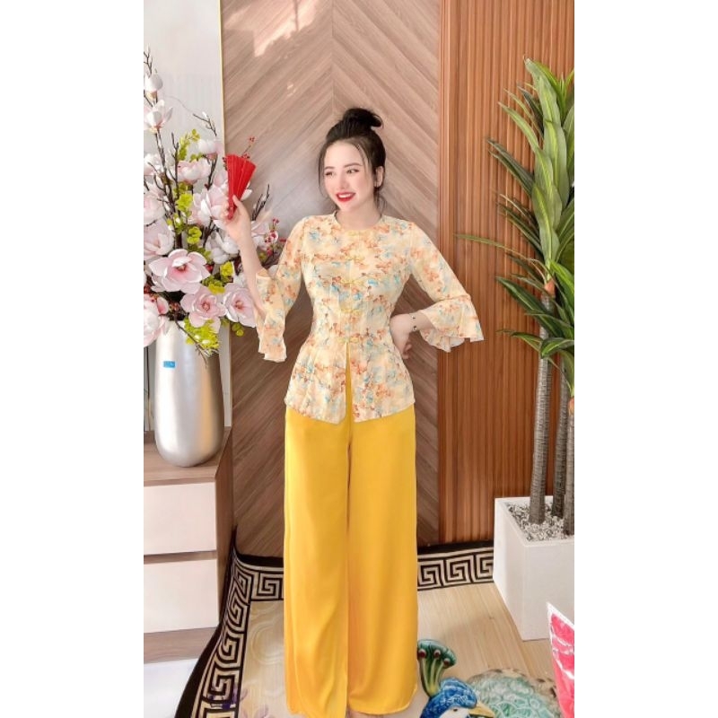 🔥🔥SIÊU HOT🔥🔥BỘ LAM HOA TAY LOE SIZE 40_65KG__PHÁP PHỤC LỤA HOA TAY LOE _BÀ BA HOA TAY LOE__