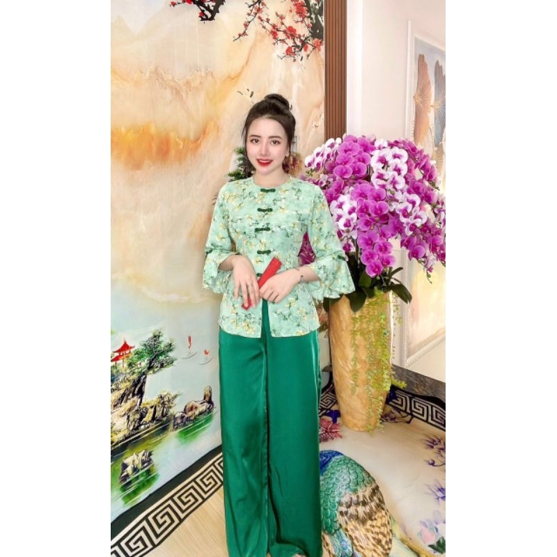 🔥🔥SIÊU HOT🔥🔥BỘ LAM HOA TAY LOE SIZE 40_65KG__PHÁP PHỤC LỤA HOA TAY LOE _BÀ BA HOA TAY LOE__