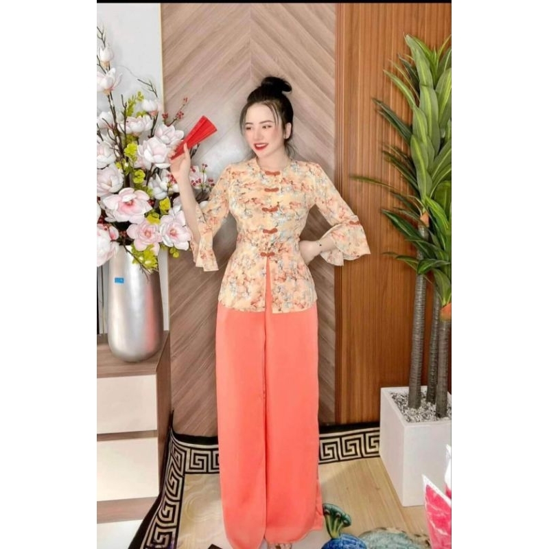 🔥🔥SIÊU HOT🔥🔥BỘ LAM HOA TAY LOE SIZE 40_65KG__PHÁP PHỤC LỤA HOA TAY LOE _BÀ BA HOA TAY LOE__