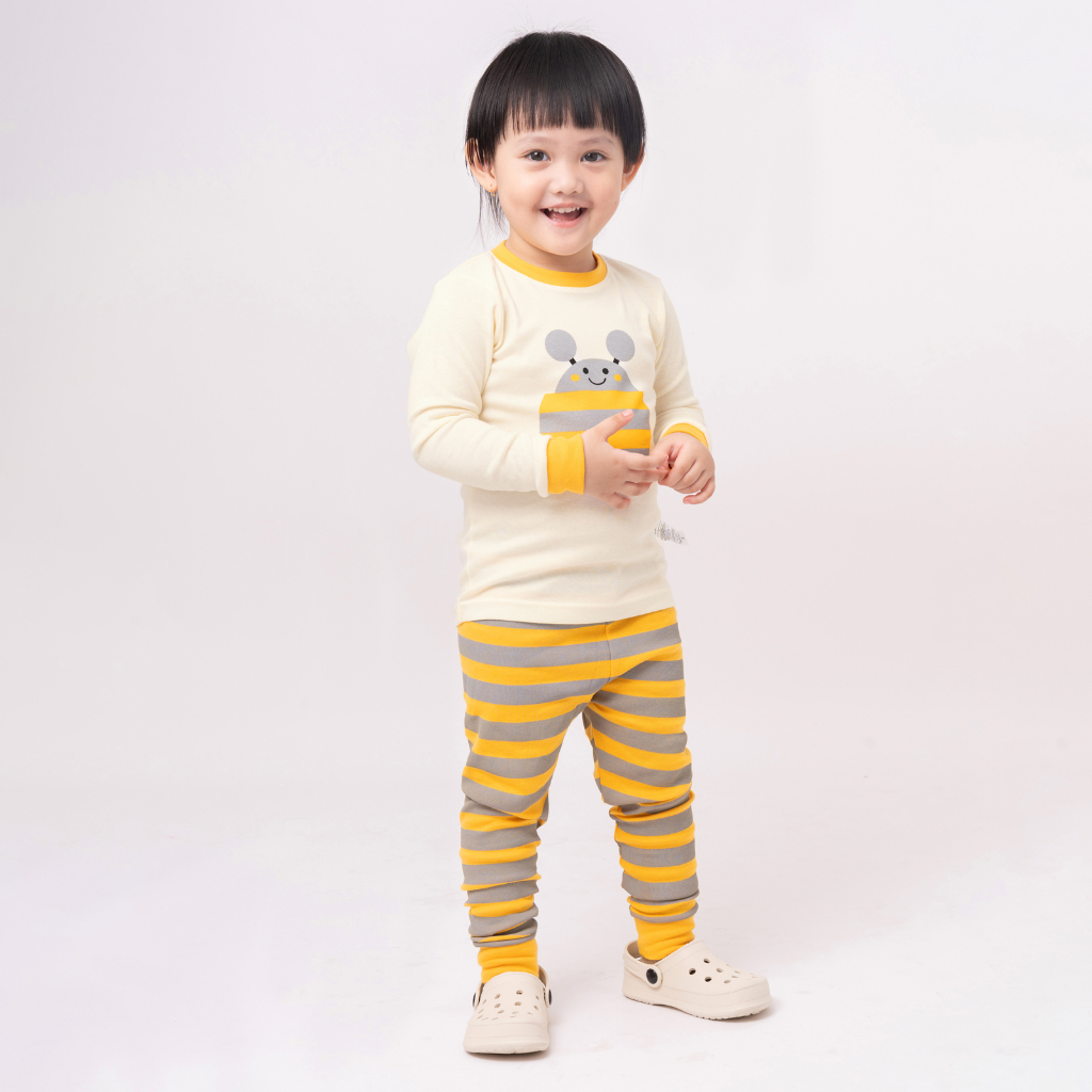 Đồ bộ quần áo dài tay cotton mùa thu đông cho bé trai và bé gái Unifriend Hàn Quốc U2023-13. Size 3, 4, 5, 6, 7, 8 tuổi