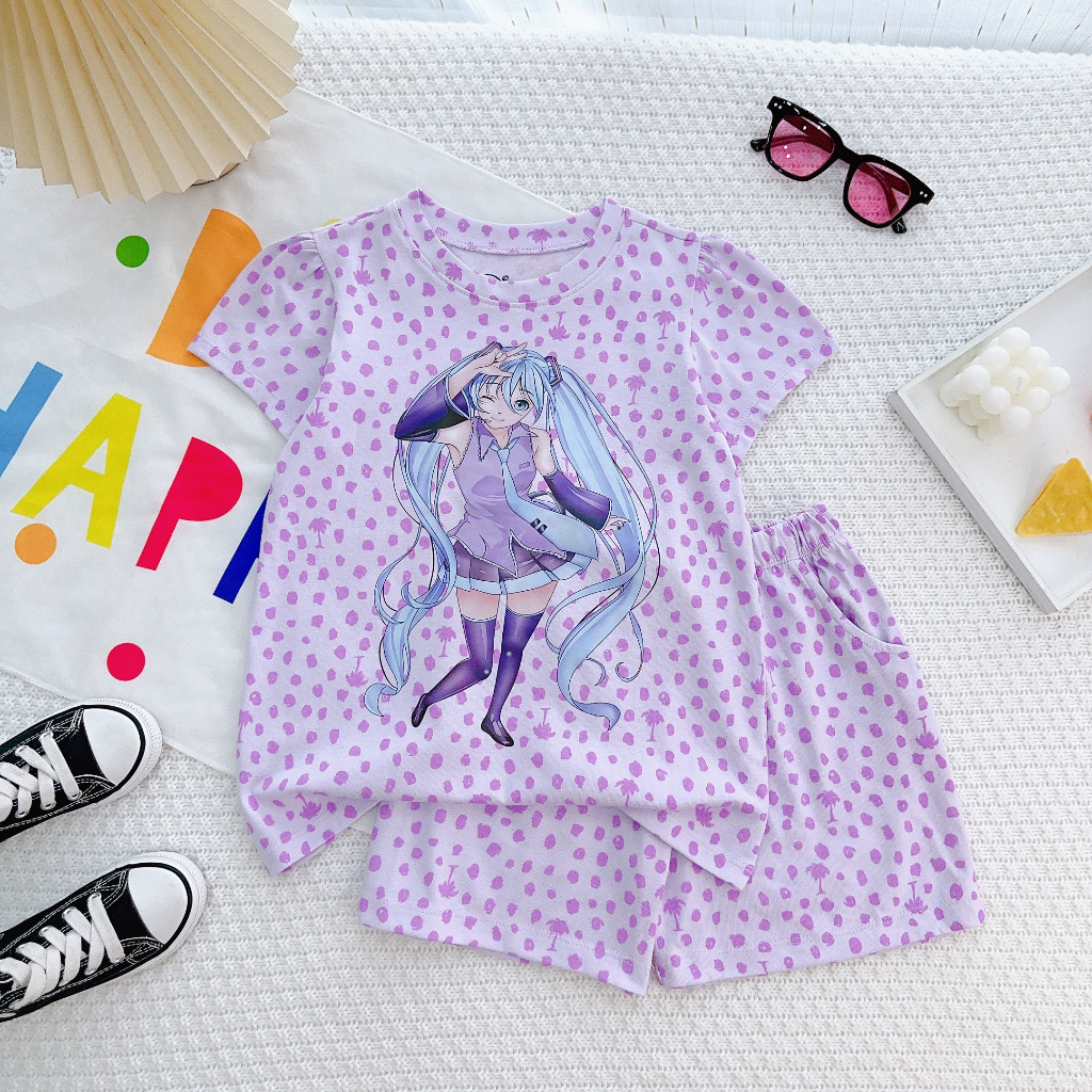 Đồ bộ bé gái chất thun cotton siêu mát mẻ, in hình cute dễ thương mặc, mặc nhà mát mẻ   | S&B KIDS