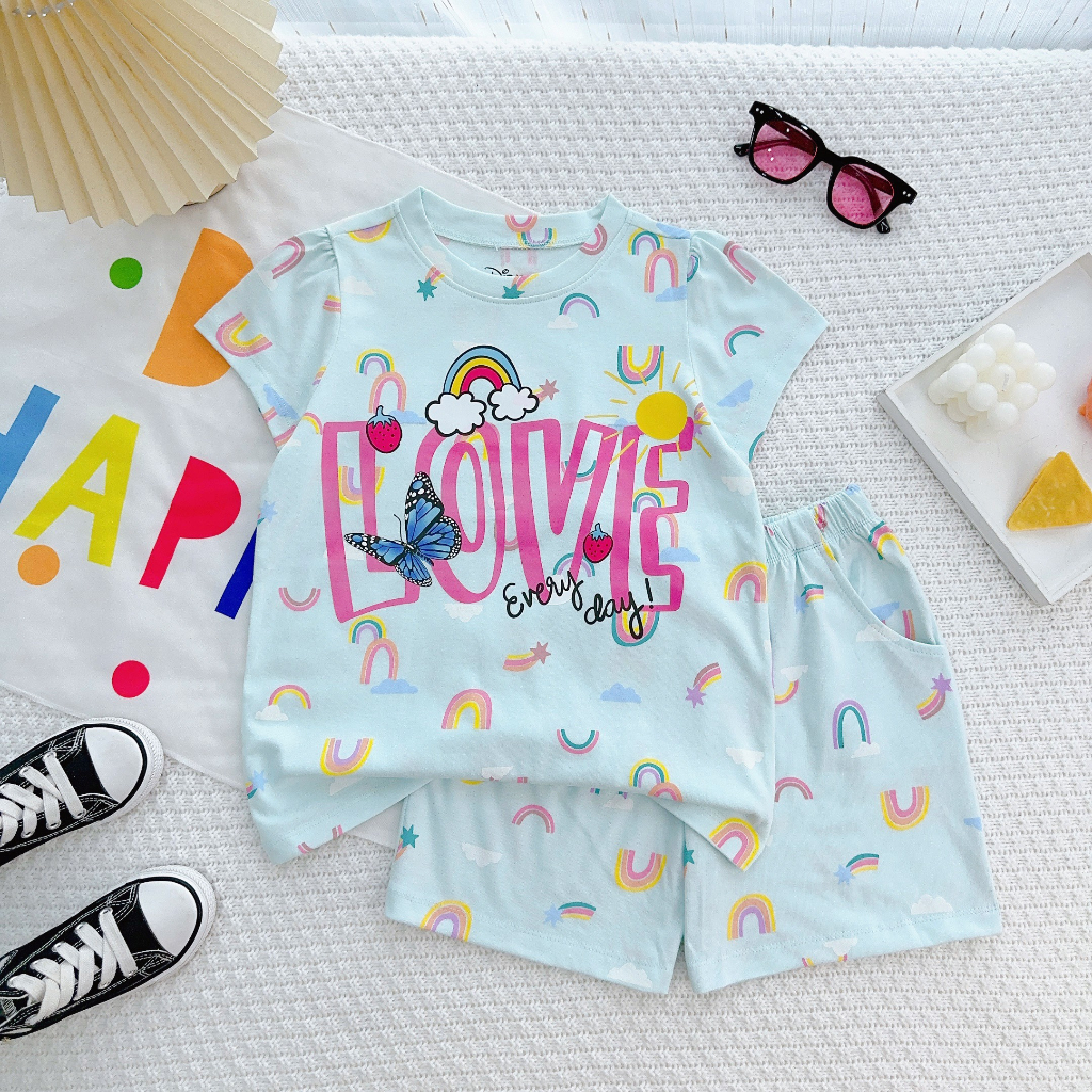 Đồ bộ bé gái chất thun cotton siêu mát mẻ, in hình cute dễ thương mặc, mặc nhà mát mẻ   | S&B KIDS