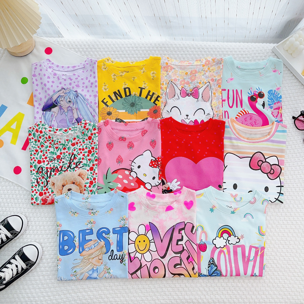 Đồ bộ bé gái chất thun cotton siêu mát mẻ, in hình cute dễ thương mặc, mặc nhà mát mẻ   | S&B KIDS