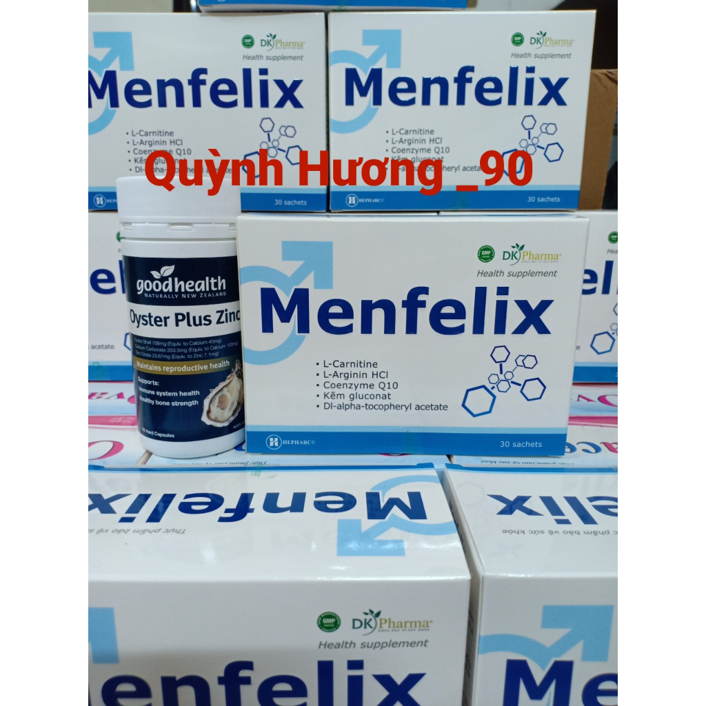 MENFELIX hộp 30 gói tặng kèm Tinh hàu Oyster Plus Zinc lọ 60 viên