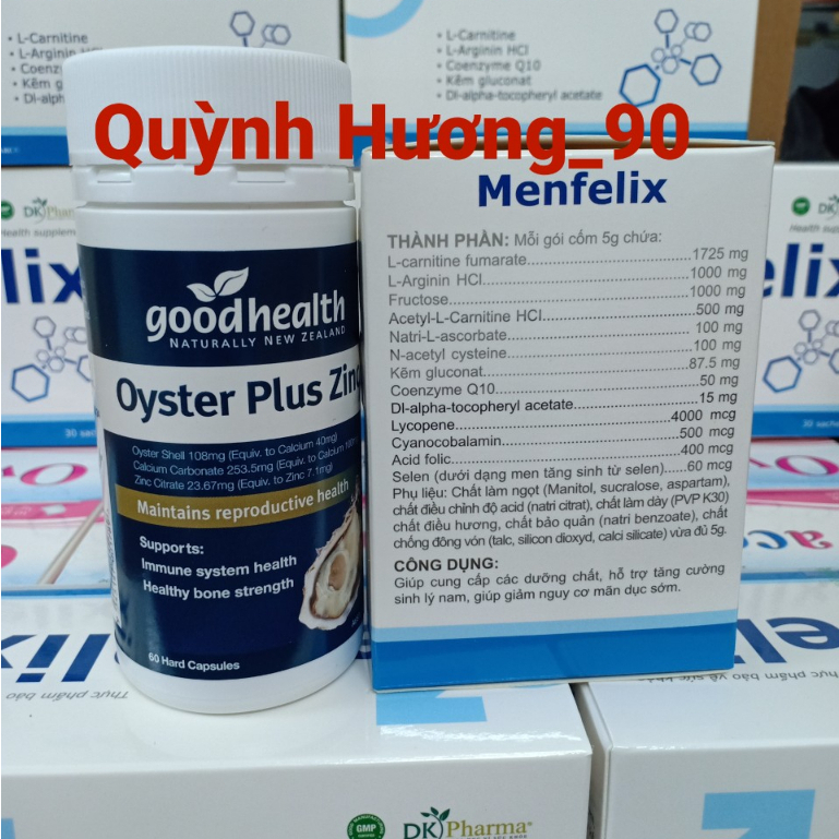 MENFELIX hộp 30 gói tặng kèm Tinh hàu Oyster Plus Zinc lọ 60 viên