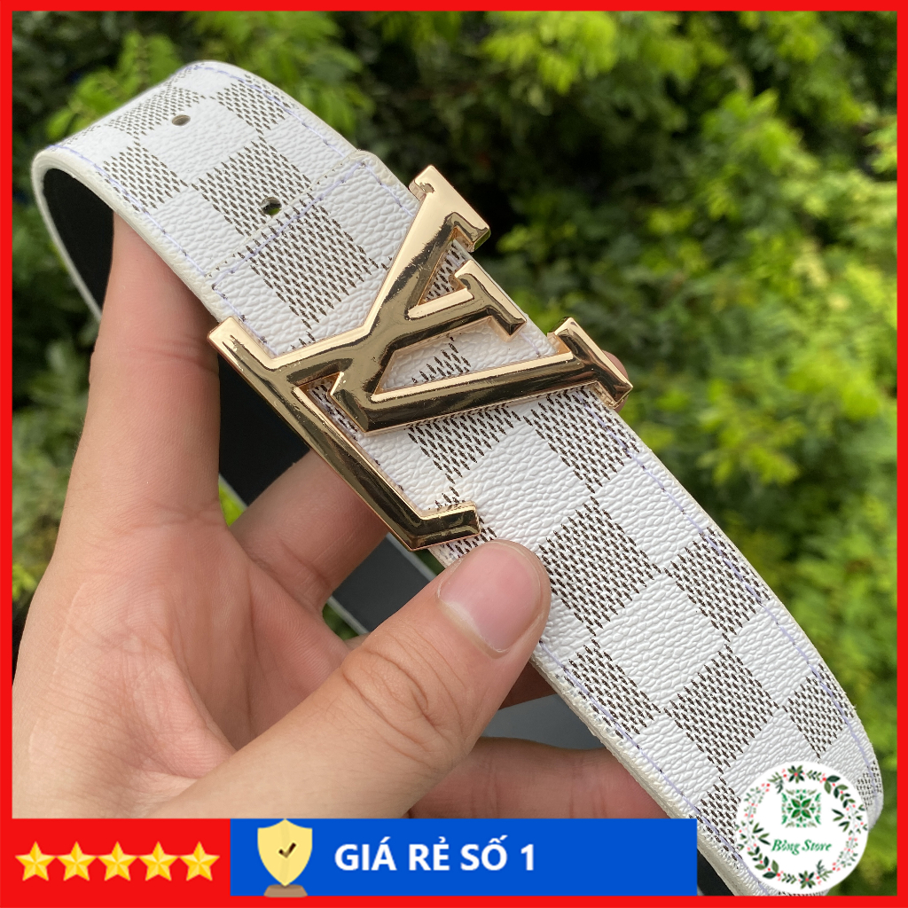 Thắt lưng nam LV caro, dây nịt nam LV đủ màu, thắt lưng da đầu khóa chữ nhỏ LV0002