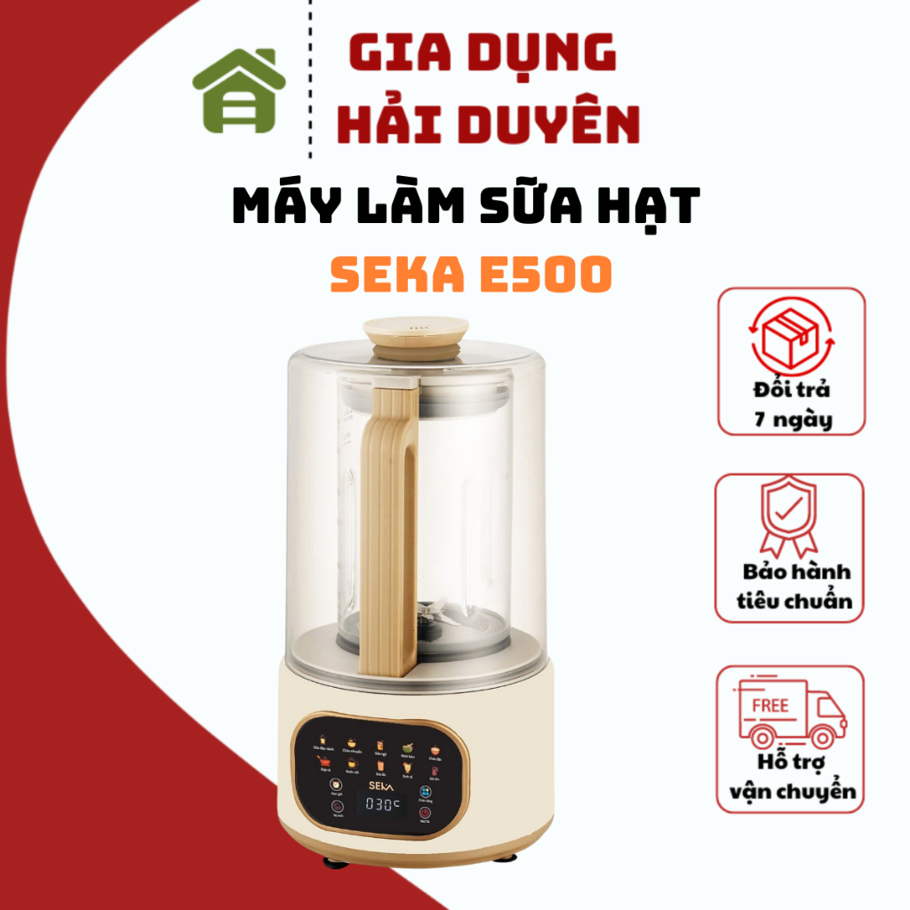 Máy Làm Sữa Hạt SEKA E500 có lồng Chống Ồn, Dung Tích 1.5L đa chức năng nấu tự động bảo hành 24 tháng